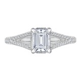 Shah Luxury 14K White Gold Split Shank Emerald Cut Diamond Engagement Ring (Semi-Mount) photo
