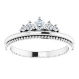 14K White 1/5 CTW Diamond Stackable Crown Ring photo 3