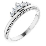 14K White 1/5 CTW Diamond Stackable Crown Ring photo