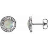 14K White 5 mm Opal & 1/6 CTW Diamond Halo-Style Earrings photo
