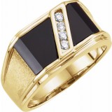 14K Yellow Onyx & 1/8 CTW Diamond Bezel-Set Ring photo