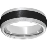Serinium Domed Band with Black CeramicInlay and Stone Finish photo