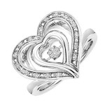 Gems One Silver (SLV 995) Diamond Rhythm Of Love Fashion Ring  - 1/10 ctw photo