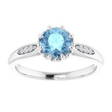 14K White Aquamarine & .04 CTW Diamond Ring photo 3