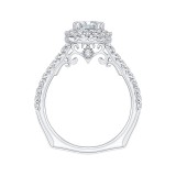 Shah Luxury Cushion Cut Halo Diamond Engagement Ring In 14K White Gold (Semi-Mount) photo 4