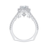 Shah Luxury Cushion Cut Halo Diamond Engagement Ring In 14K White Gold (Semi-Mount) photo 4
