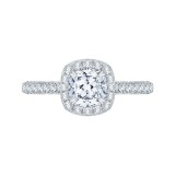 Shah Luxury Cushion Cut Halo Diamond Engagement Ring In 14K White Gold (Semi-Mount) photo