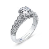 Shah Luxury 14K White Gold Round Diamond Cathedral Style Engagement Ring (Semi-Mount) photo 2