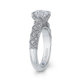 Shah Luxury 14K White Gold Round Diamond Cathedral Style Engagement Ring (Semi-Mount) photo 3