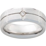 Serinium Beveled Edge Band with one .06 Brilliant Round Diamond and Stone Finish photo