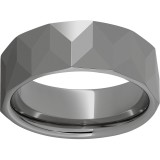 Rugged Tungsten  8mm Band with Angled Facets and Polished Finish photo
