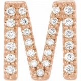 14K Rose .08 CTW Diamond Single Initial M Earring photo