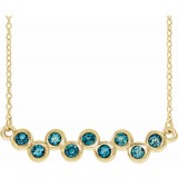 14K Yellow Aquamarine Bezel-Set Bar 16-18 Necklace photo
