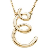 14K Yellow Script Initial E 16 Necklace photo