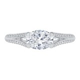 Shah Luxury 14K White Gold Oval Diamond Engagement Ring with Split Shank (Semi-Mount) photo