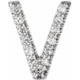 14K White .03 CTW Diamond Single Initial V Earring photo