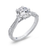 Shah Luxury 14K White Gold Round Cut Diamond Engagement Ring (Semi-Mount) photo 2