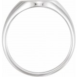 14K White 11x9.5 mm Oval Signet Ring photo 2