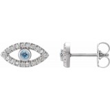 14K White Aquamarine & White Sapphire Earrings photo