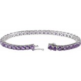 14K White Amethyst 7.15 Line Bracelet photo 2