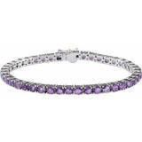 14K White Amethyst 7.15 Line Bracelet photo