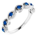 14K White Blue Sapphire Stackable Ring photo