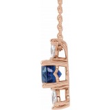 14K Rose Blue Sapphire & 1/5 CTW Diamond 16-18 Necklace photo 2