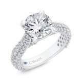 Shah Luxury 14K White Gold Round Cut Diamond Euro Shank Engagement Ring (With Center) photo 2