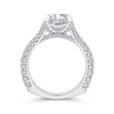 Shah Luxury 14K White Gold Round Cut Diamond Euro Shank Engagement Ring (With Center) photo 4