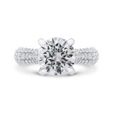 Shah Luxury 14K White Gold Round Cut Diamond Euro Shank Engagement Ring (With Center) photo