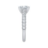 Shah Luxury 14K White Gold Emerald Cut Diamond Cathedral Style Engagement Ring with Euro Shank (Semi-Mount) photo 2