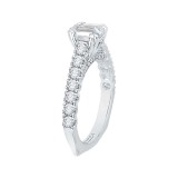 Shah Luxury 14K White Gold Emerald Cut Diamond Cathedral Style Engagement Ring with Euro Shank (Semi-Mount) photo 3