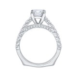 Shah Luxury 14K White Gold Emerald Cut Diamond Cathedral Style Engagement Ring with Euro Shank (Semi-Mount) photo 4