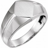 14K White 12x11 mm Rectangle Signet Ring photo