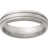 Titanium Beveled Edge Band with Two .5mm Grooves and Stone Finish photo