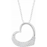 14K White 1/5 CTW Diamond Heart 16-18 Necklace photo