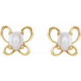 14K Yellow 4x3 mm Oval June Youth Butterfly Birthstone Earrings photo 2