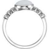 14K White Opal & 1/10 CTW Diamond Ring photo 2