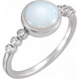14K White Opal & 1/10 CTW Diamond Ring photo