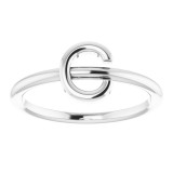 14K White Initial C Ring photo 3