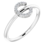 14K White .05 CTW Diamond Initial C Ring photo