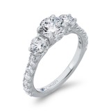 Shah Luxury 14K White Gold Round Diamond Three-Stone Plus Engagement Ring with Round Shank (Semi-Mount) photo 2