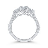 Shah Luxury 14K White Gold Round Diamond Three-Stone Plus Engagement Ring with Round Shank (Semi-Mount) photo 4