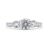 Shah Luxury 14K White Gold Round Diamond Three-Stone Plus Engagement Ring with Round Shank (Semi-Mount) photo