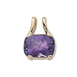 14K Yellow Gold 16X12 Cushion Amethyst Pendant photo