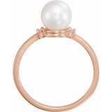 14K Rose Freshwater Cultured Pearl & .025 CTW Diamond Ring photo 2