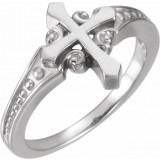 14K White 13 mm Cross Ring photo