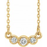 14K Yellow Graduated Bezel-Set 1/8 CTW Diamond 16-18 Necklace photo