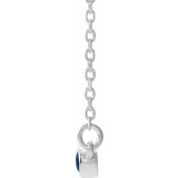 14K White Blue Sapphire & .08 CTW Diamond Bezel-Set Bar 16-18 Necklace photo 2