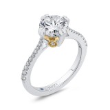 Shah Luxury 14K Two Tone Gold Round Diamond Floral Engagement Ring (Semi-Mount) photo 2